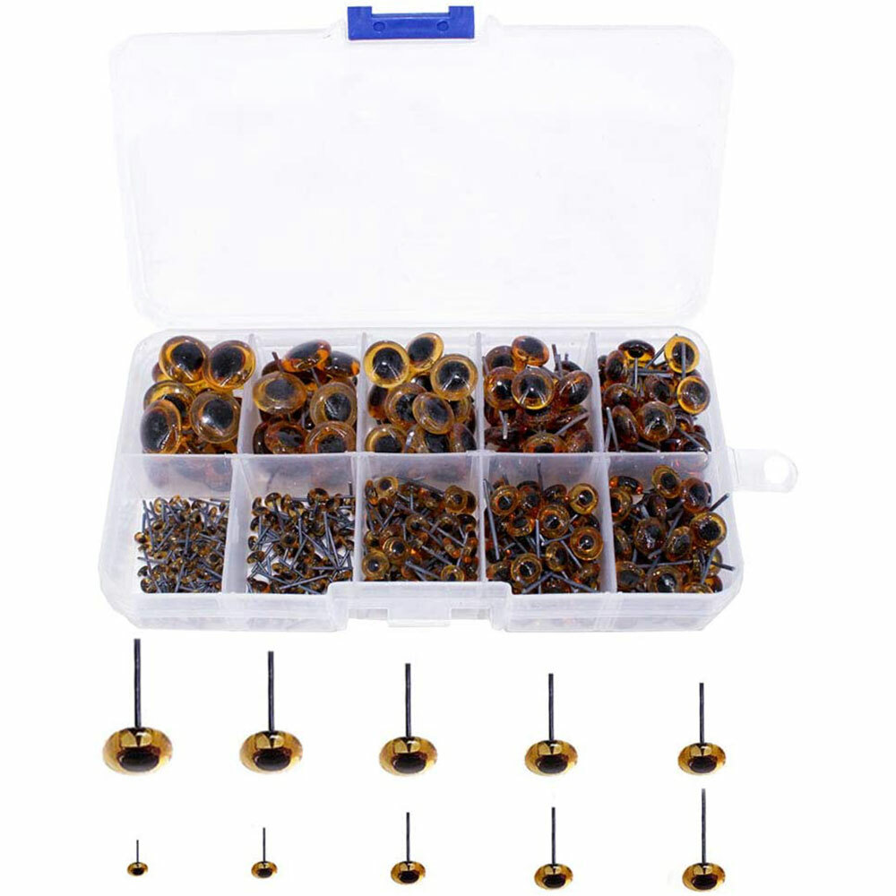 Amber Glass Eyes Steel Pins For Needle Felting Bears Dolls Decoys Sewing 100PACK
