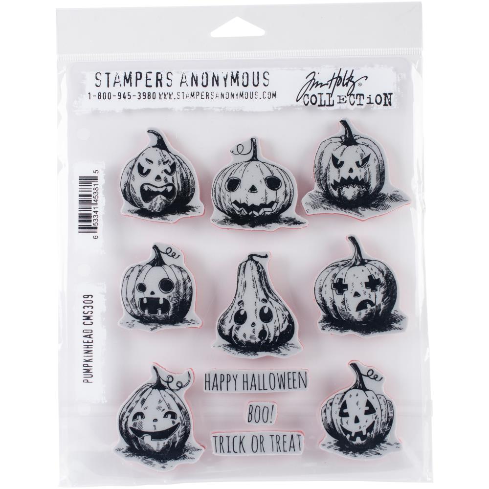 Tim Holtz Stampers Anonymous “PUMPKINHEAD” Halloween Rubber Cling Stamp Set