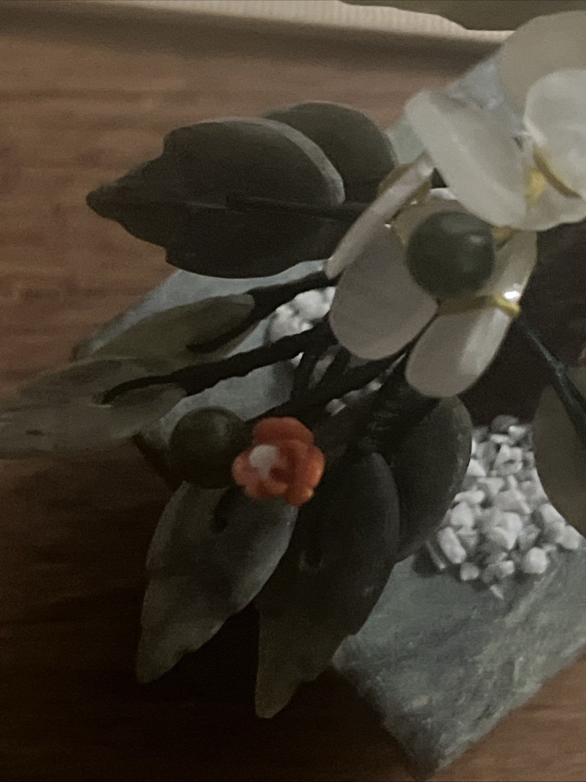 Vintage Chinese Small Jade Quartz Bonsai Tree Sculpture Figurine Decor