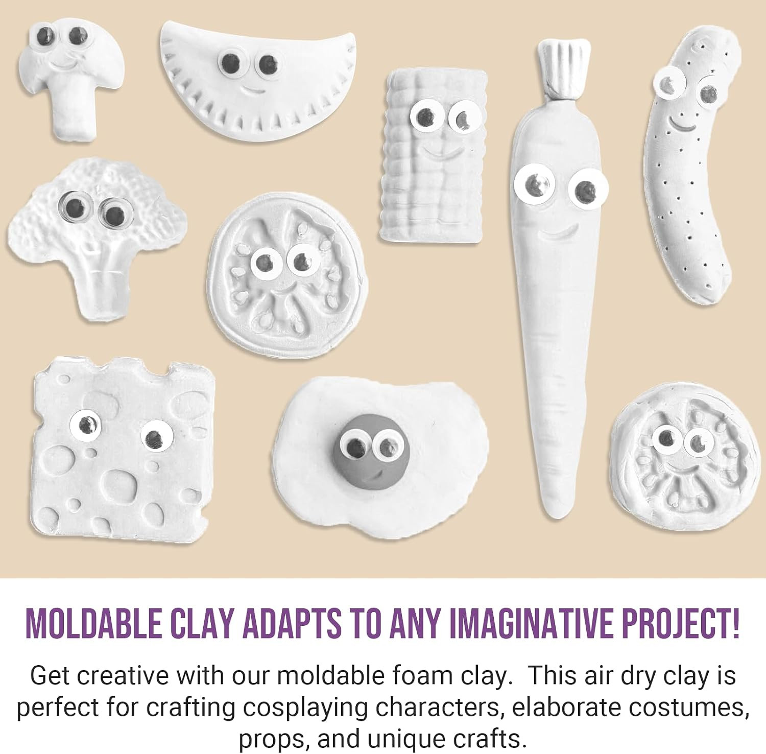 CALPALMY Air Dry Foam Clay (36 Pack), 360G White Moldable Soft Clay for Kids Gif