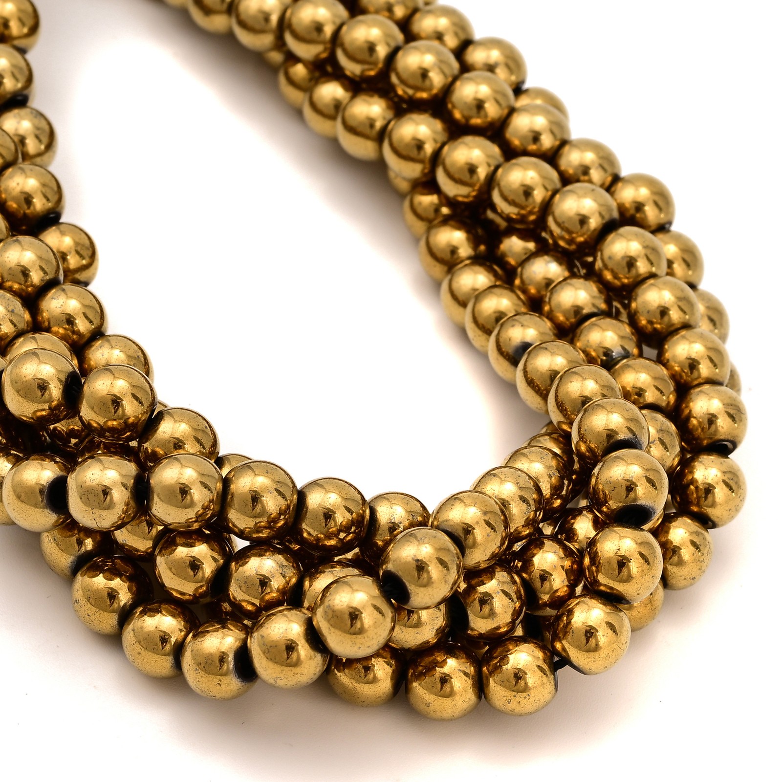 Gold Hematite Smooth Round Beads 2mm 3mm 4mm 6mm 8mm 10mm 12mm 15.5″ Strand