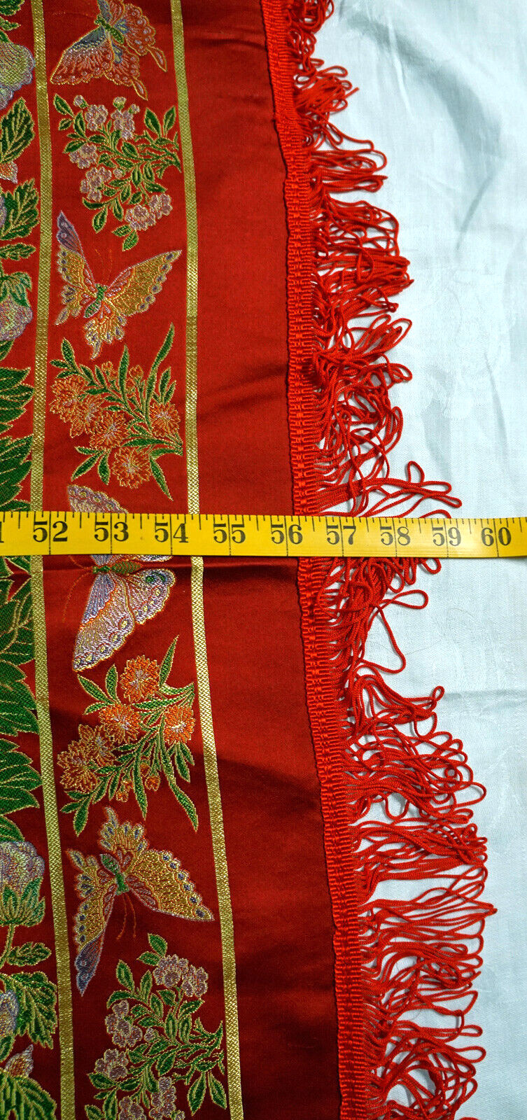 Vintage Silk Brocaded Flowers China Tapestry or Table Cloth Vivid Colors