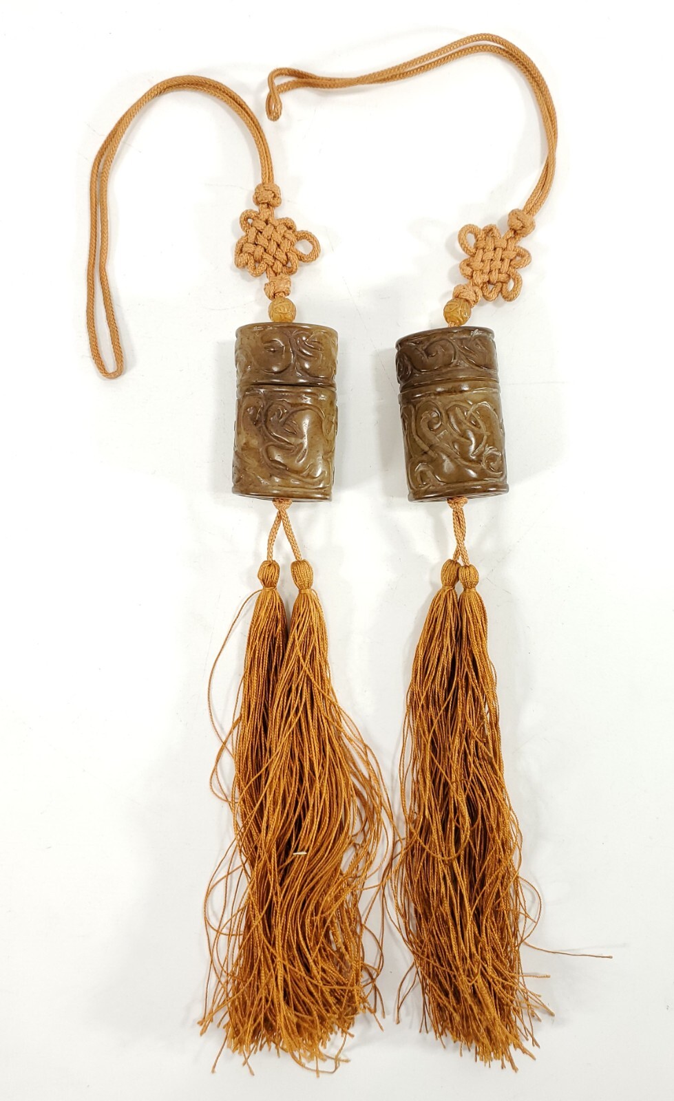 Pair of Chinese Hardstone Lamp Pulls each in the form of an Inro