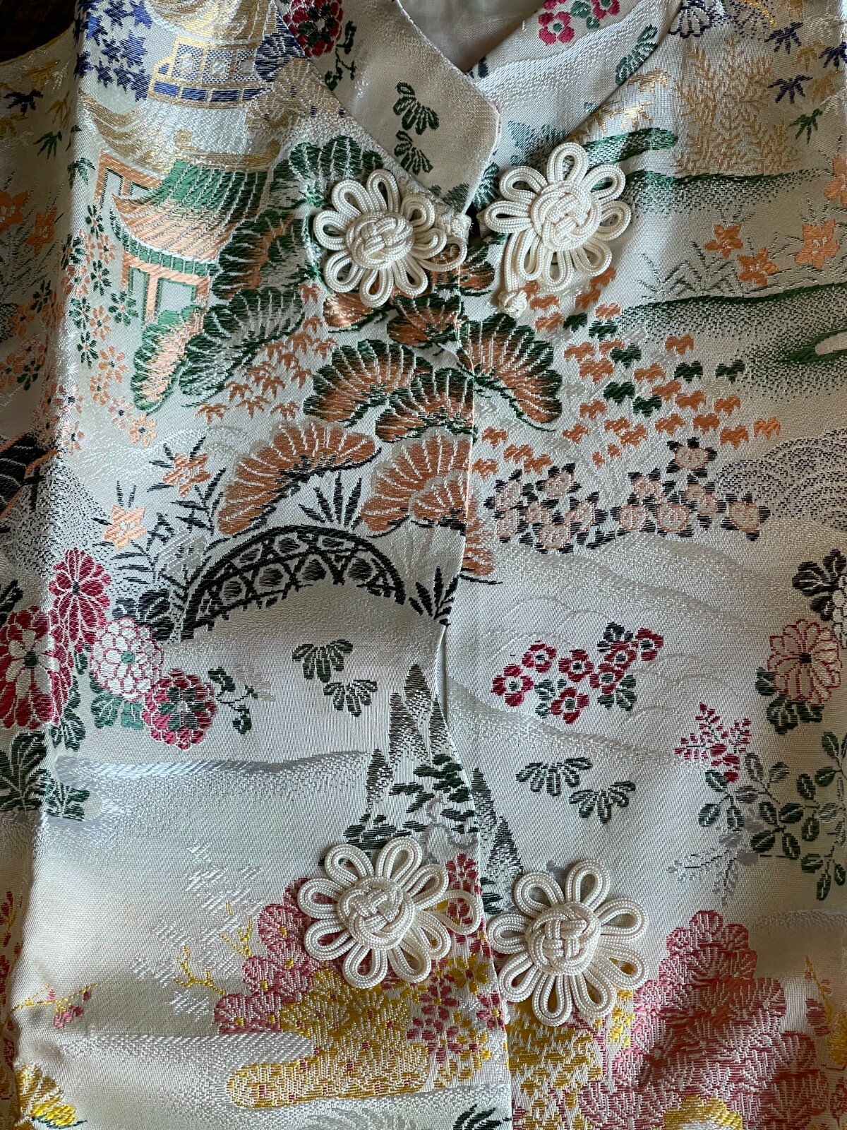 Asian Oriental Silk Jacket Coat Embroidered Medium