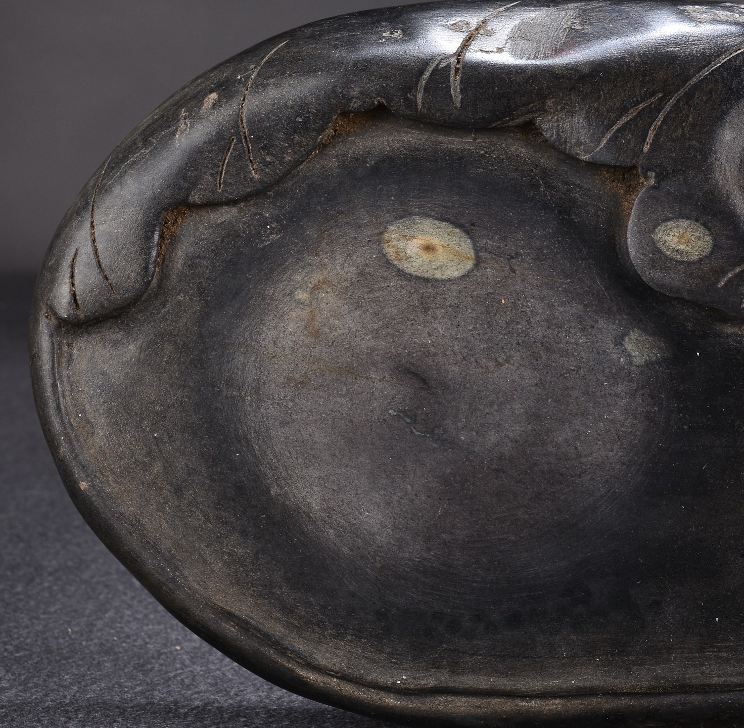 9.5″ Old Chinese Plum Blossom Pit Stone Natural Stone Eyes “Lotus Pond” Inkstone