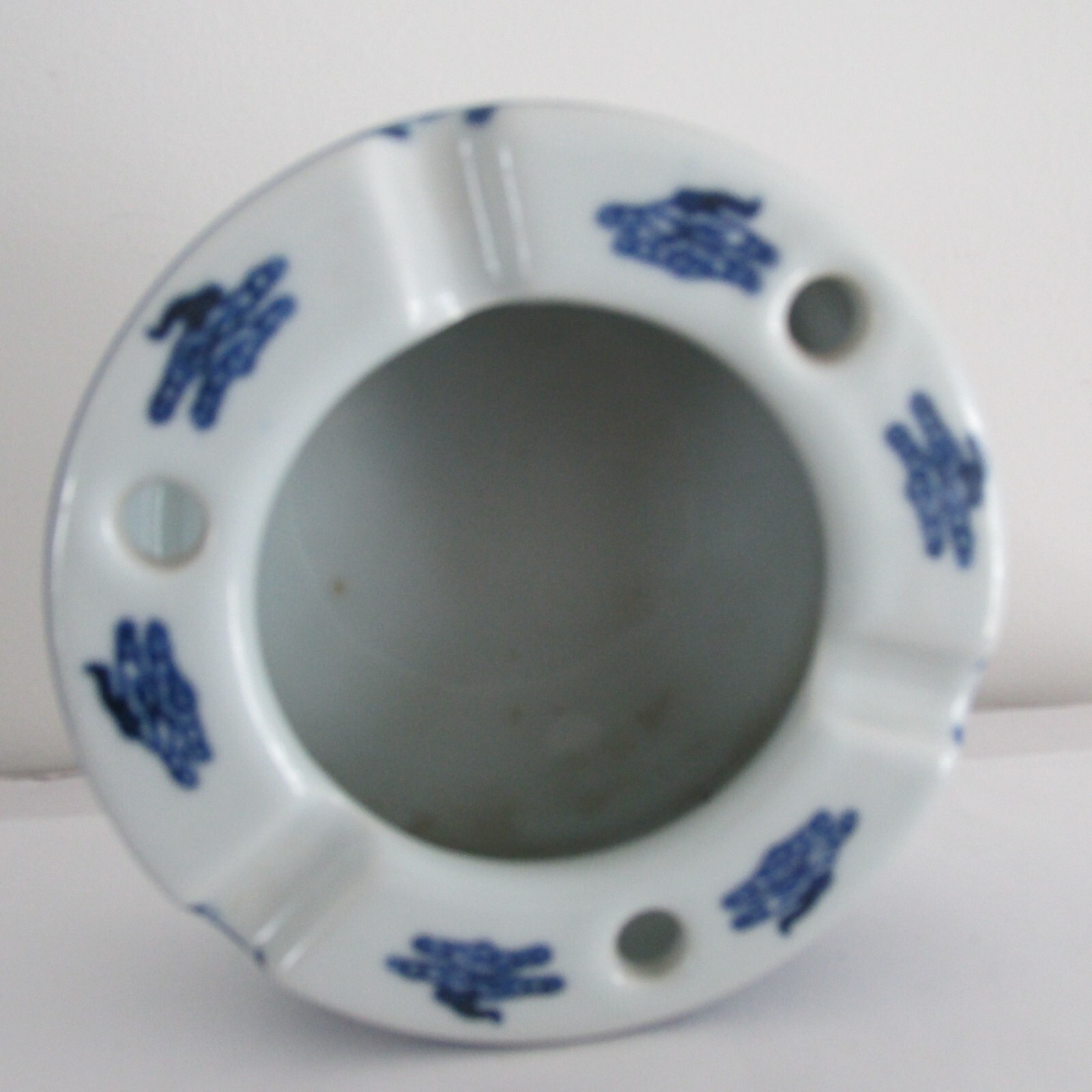Chinese Jingdezhen Blue & White Porcelain 3 Way Ash Tray + BonusToothpick Holder