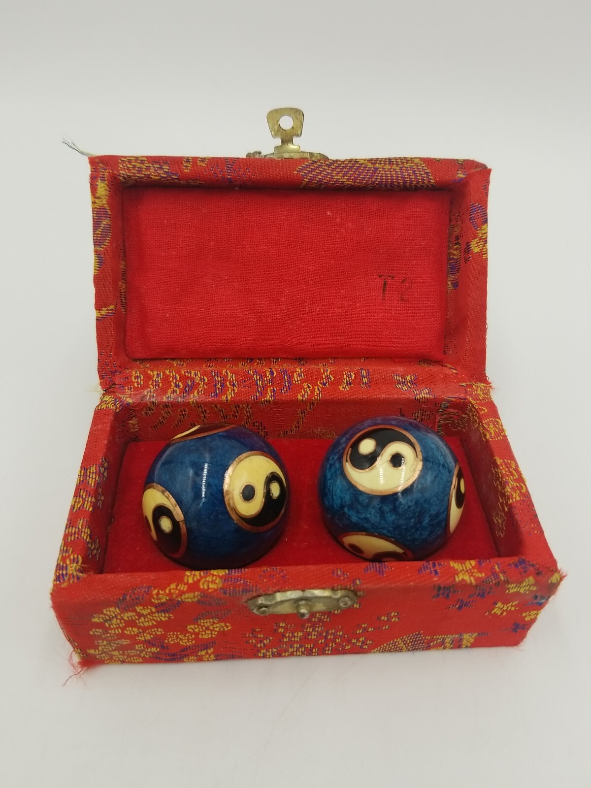 Chinese Health Exercise Stress Baoding Balls Relaxation Therapy Blue/ Ying Yang