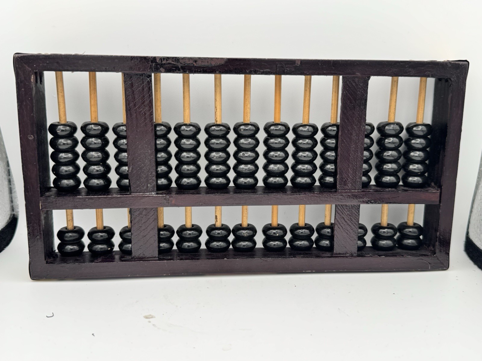 Vintage Peony Brand Chinese Abacus (Suanpan) – 13 Row 91 Bead Wood & Brass