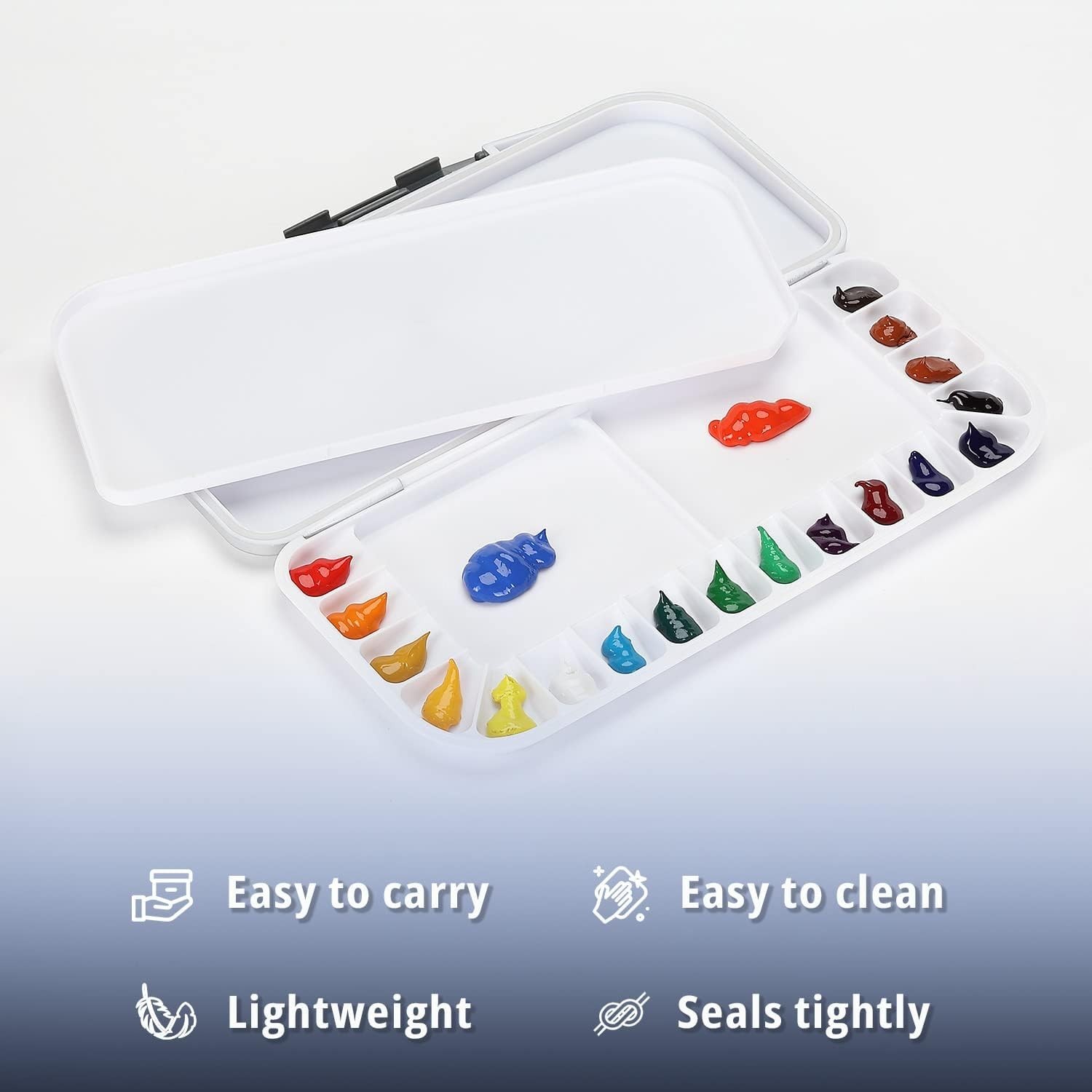 Stylish and Durable Airtight Watercolor Palette – 18 Wells for Easy Painting