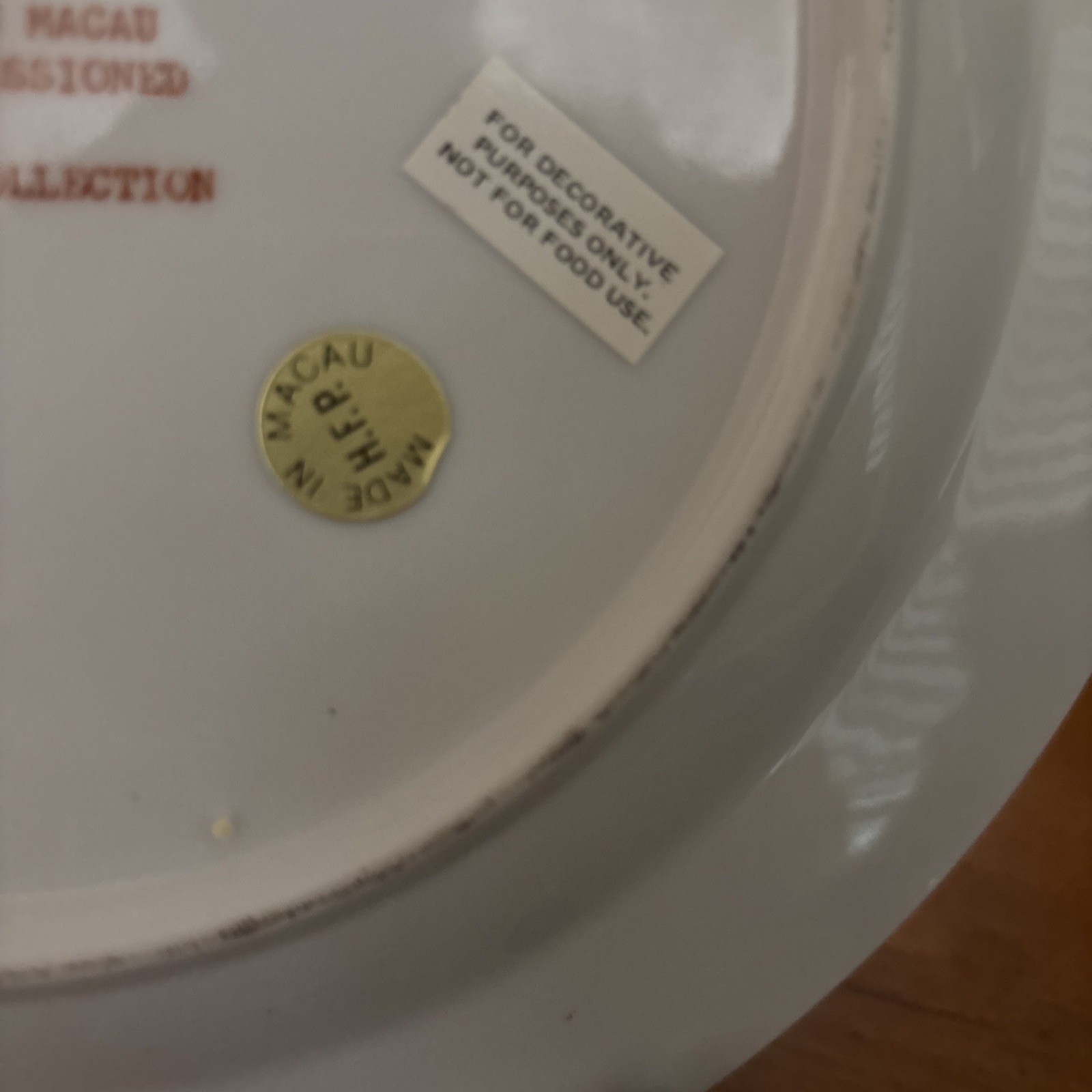 Vintage H.F.P. Macau Chinese Porcelain 10″ Hand-Painted Decorative Ship Plate