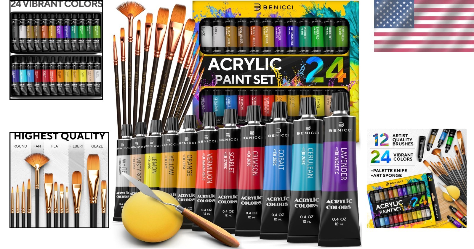 Affordable 24-Color Acrylic Paint Set with Brushes & Accessories – Perfect Gift!