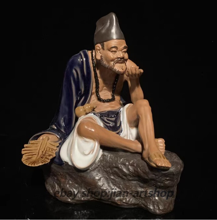 8.7″ China Pottery Porcelain Pure Handcrafted Living Buddha The Mad Monk Statue