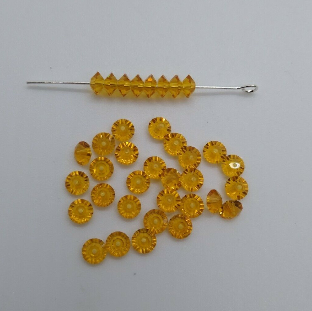 24pc Swarovski Crystal Topaz 5mm Flat Bicone/ Rondelle 5305 Beads; Vintage!