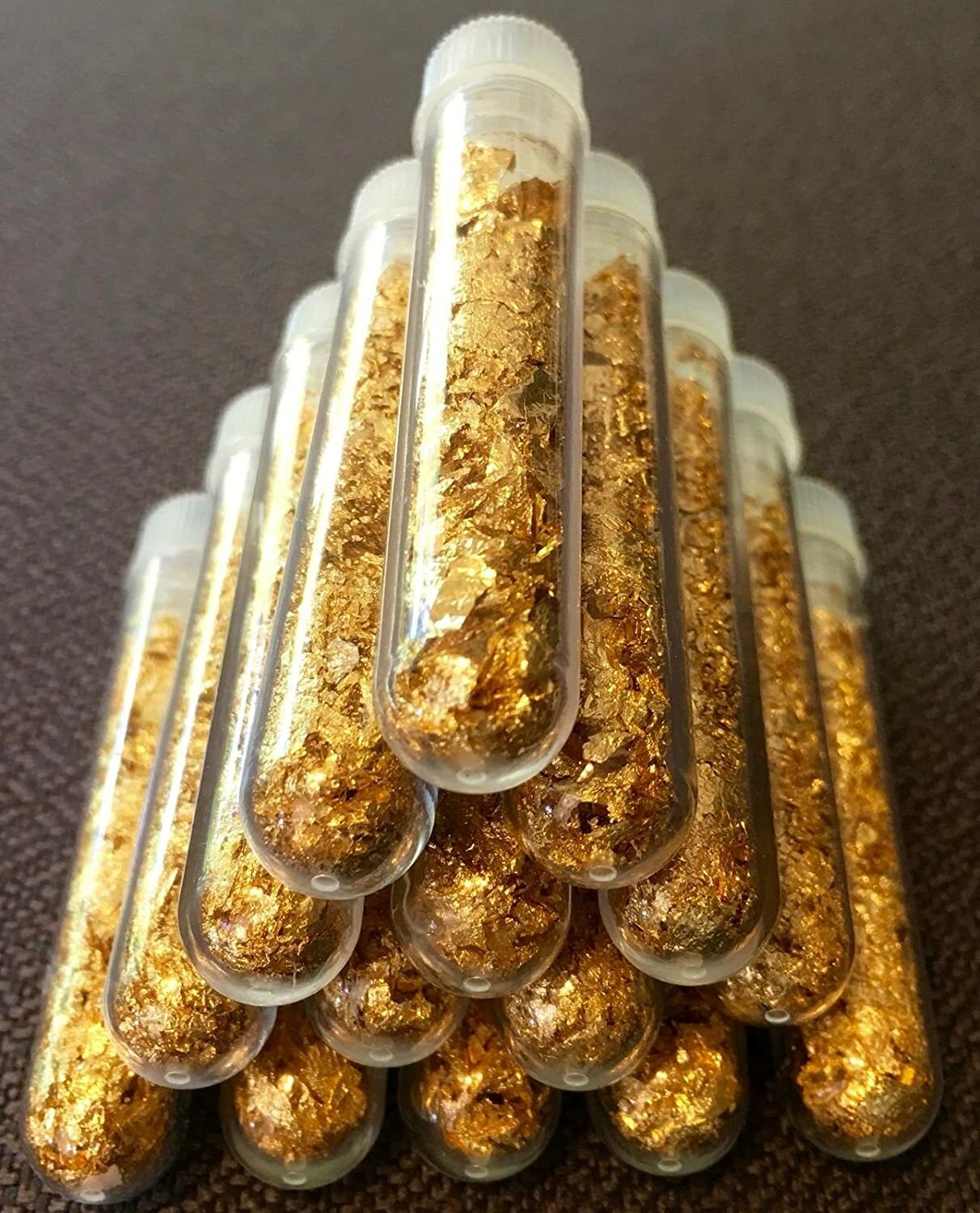 10 Large 3ml Bottles.. of Gold Leaf Flakes ..3mil Lowest price online !!
