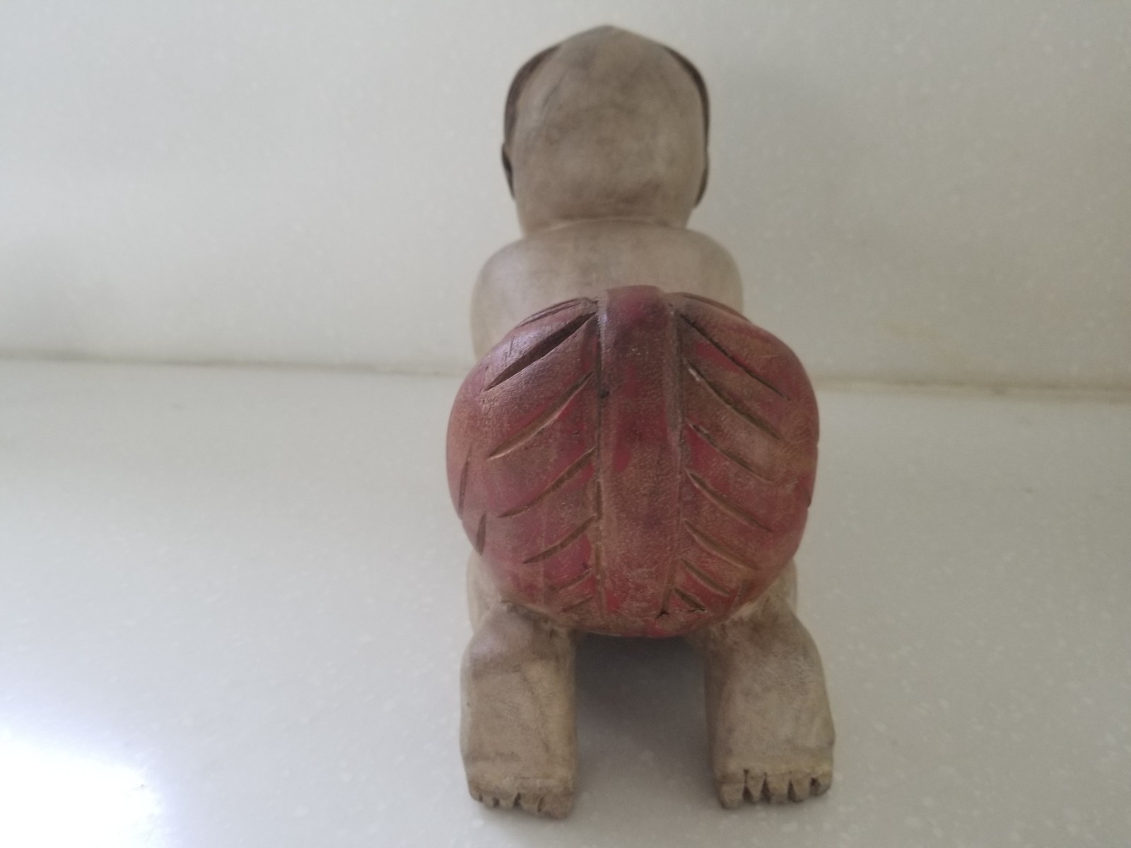 Vintage Chinese Opium Pillow Boy with Ball Solid Wood Headrest Hand Carved 9×7.5