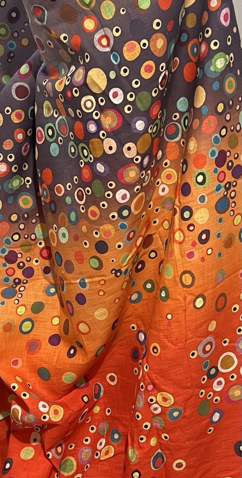 Purple Orange Yellow Multicolor Printed linen fabric 56” Width Sold By The Yard
