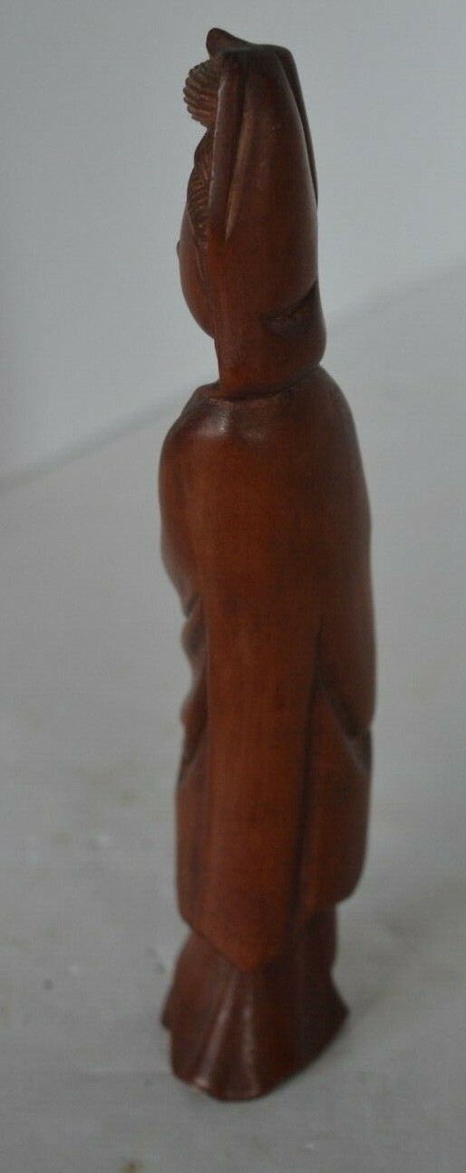 Vintage Asian Oriental Geshia Girl Figure Wood Carved