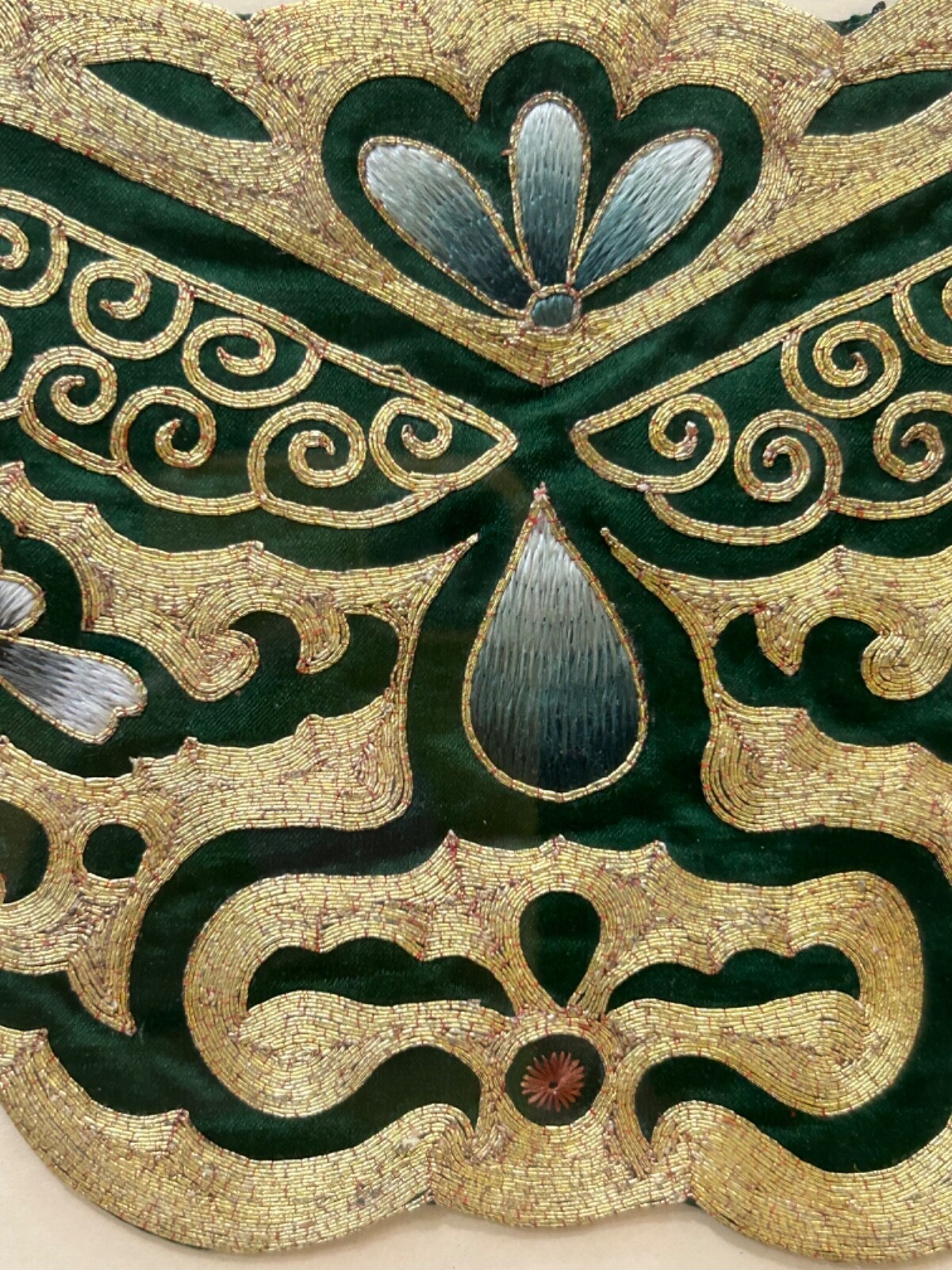 CHINESE FRAMED 16.75”X14.5” EMBROIDERY GOLD CANNETILLE BUTTERFLY BIRDS STUNNING