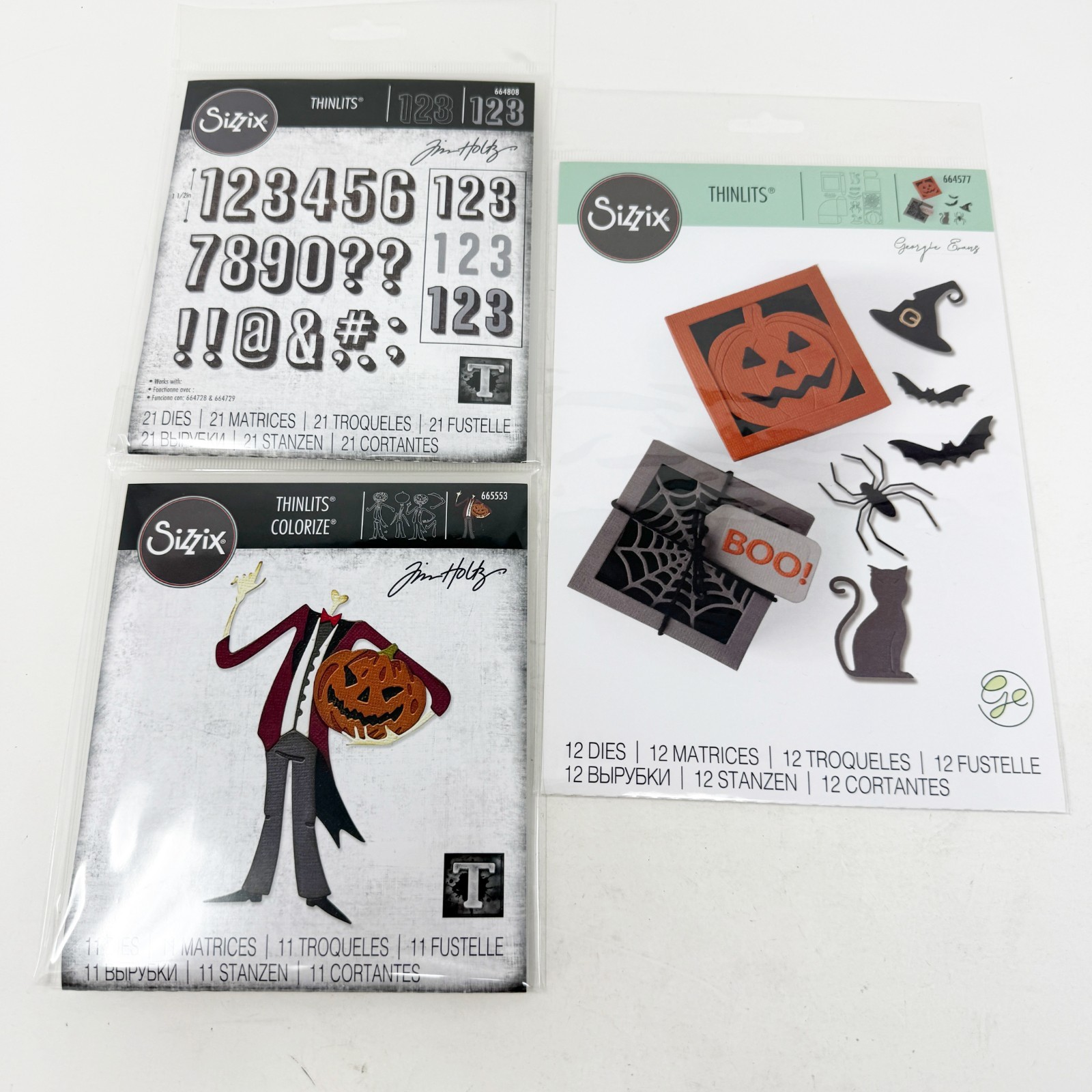 Sizzix Tim Holtz Thinlits Halloween Spooky Silhouette Box Dies NEW