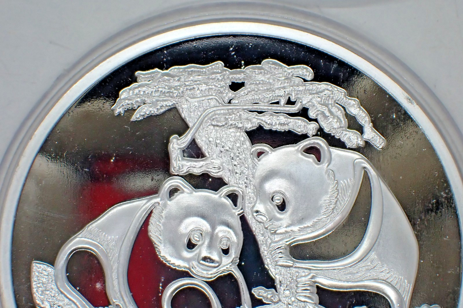 Chinese Big Silver coated Souvenir Coin Two Pandas tree 1988 year #1