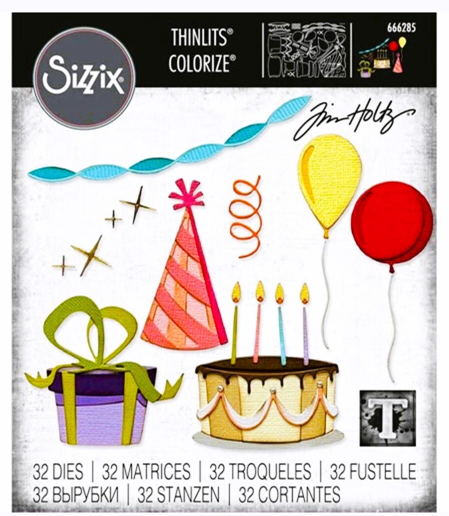 Celebrate Birthday Colorize Sizzix Thinlits Thin Metal Die Set Tim Holtz 666285