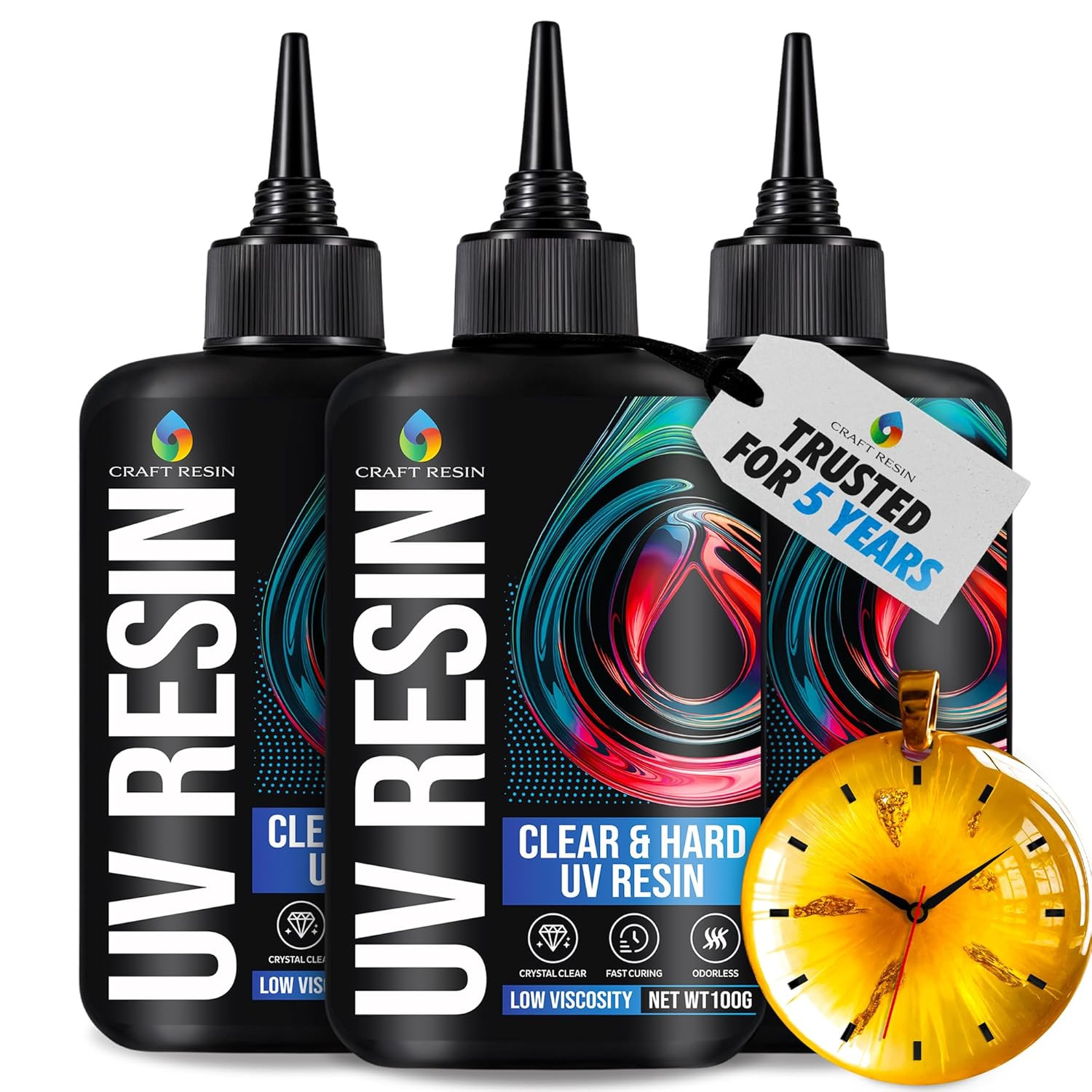 300G UV Resin Kit Hard Type Low Viscosity – Crystal Clear and No-Yellowing UV Re