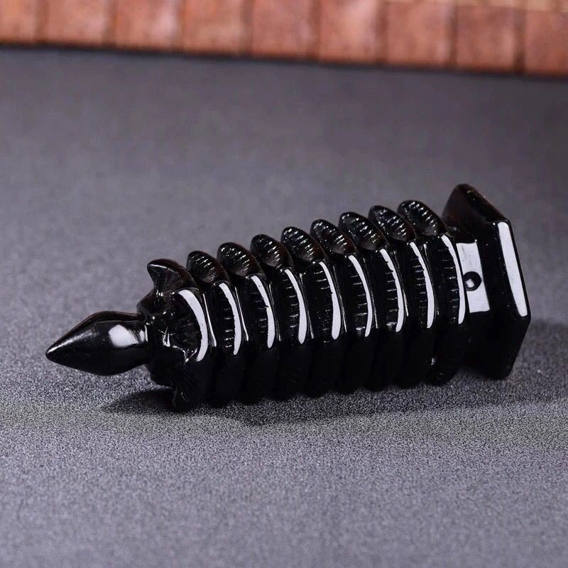 10cm Natural Obsidian Wen Chang Pagoda Feng Shui Ornament for Study Career