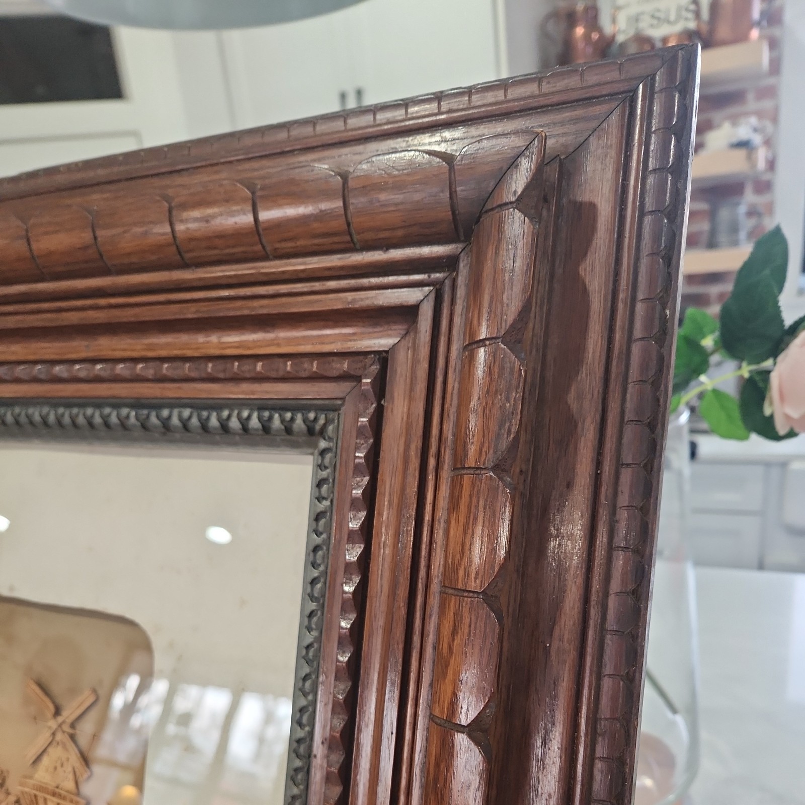 Vintage Portugal European Hand Crafted Cork Diorama Shadowbox in Ornate Frame