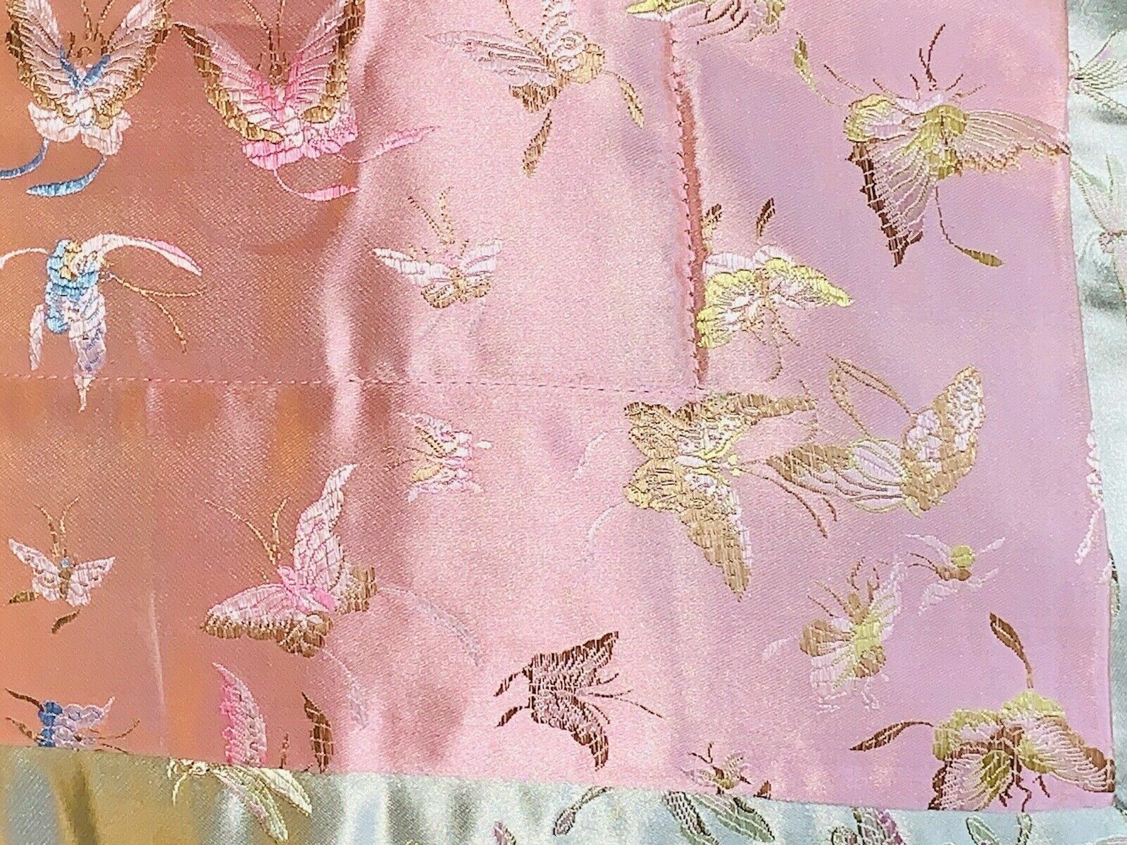 VTG Chinese Embroidered Silk Stitched Wall Tapestry Panel Dragonfly Butterfly