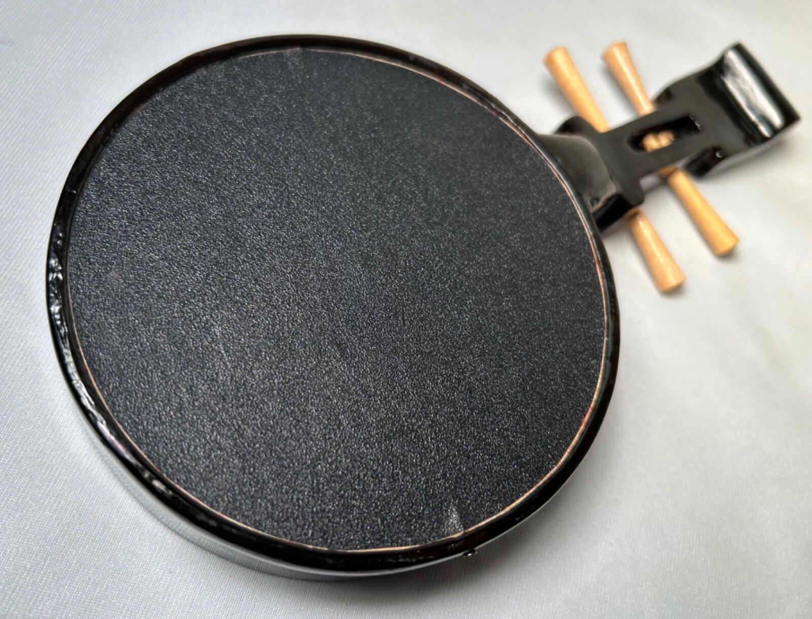 Chinese Black Lacquer Ruin-Shaped Shadow Box 8 Miniature Instruments 8.25″ READ