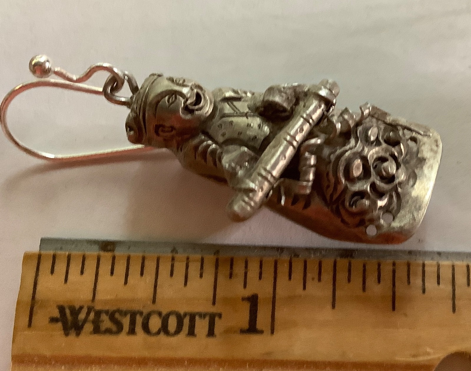 Antique Chinese Silver STERLING EARRINGS VINTAGE IMMORTALS