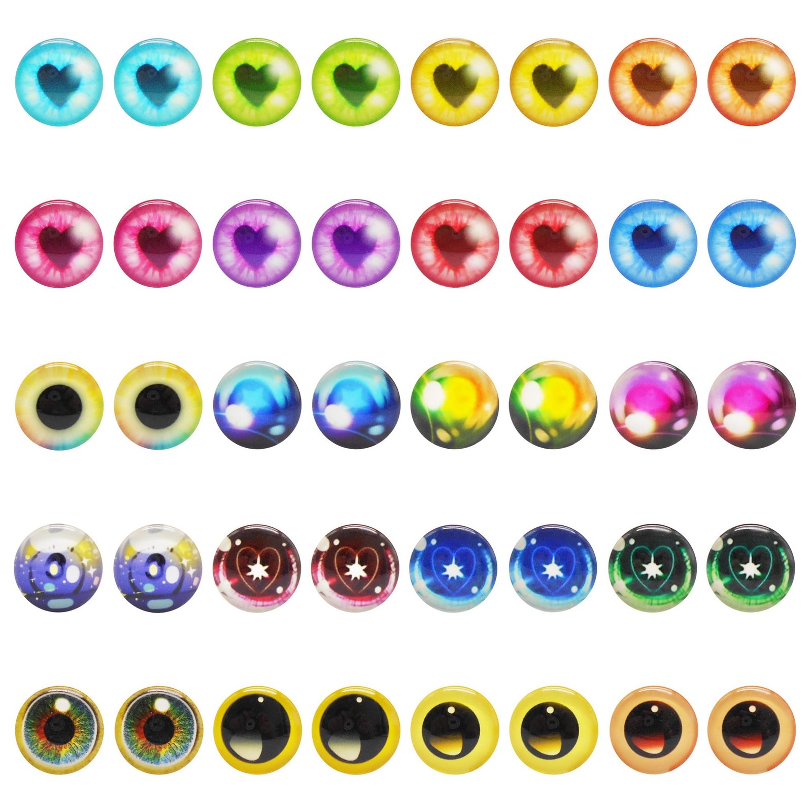 50 Pieces Glass Animal Eyes 6MM-30MM Glow in Dark Round Cabochons for DIY Cra…