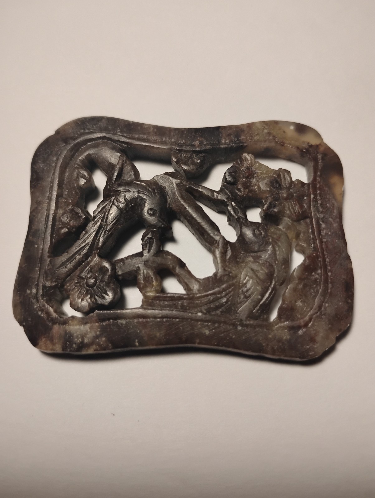 Beautiful Carved Jade Or Soapstone Medallion Plaque