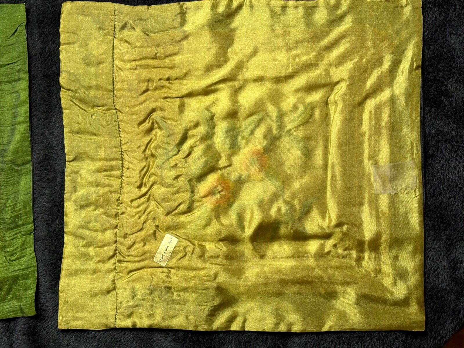 Vintage Hand Embroidered Silk Panel Set With Birds and Flowers 11 1/2” X 10 1/2”