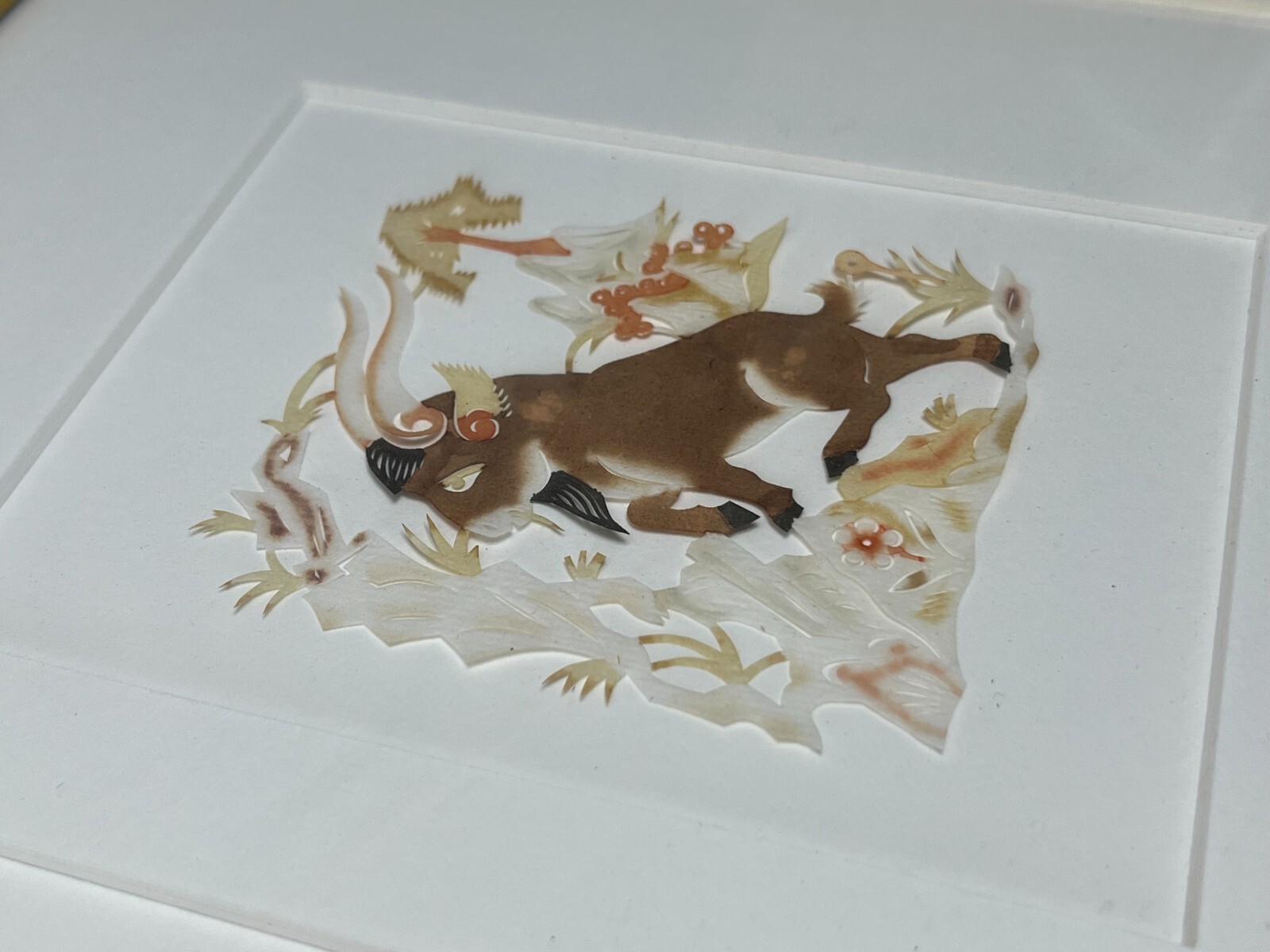 Chinese Paper Cut-Outs Set Vintage Radio Beijing Children Animals Monkey Framed