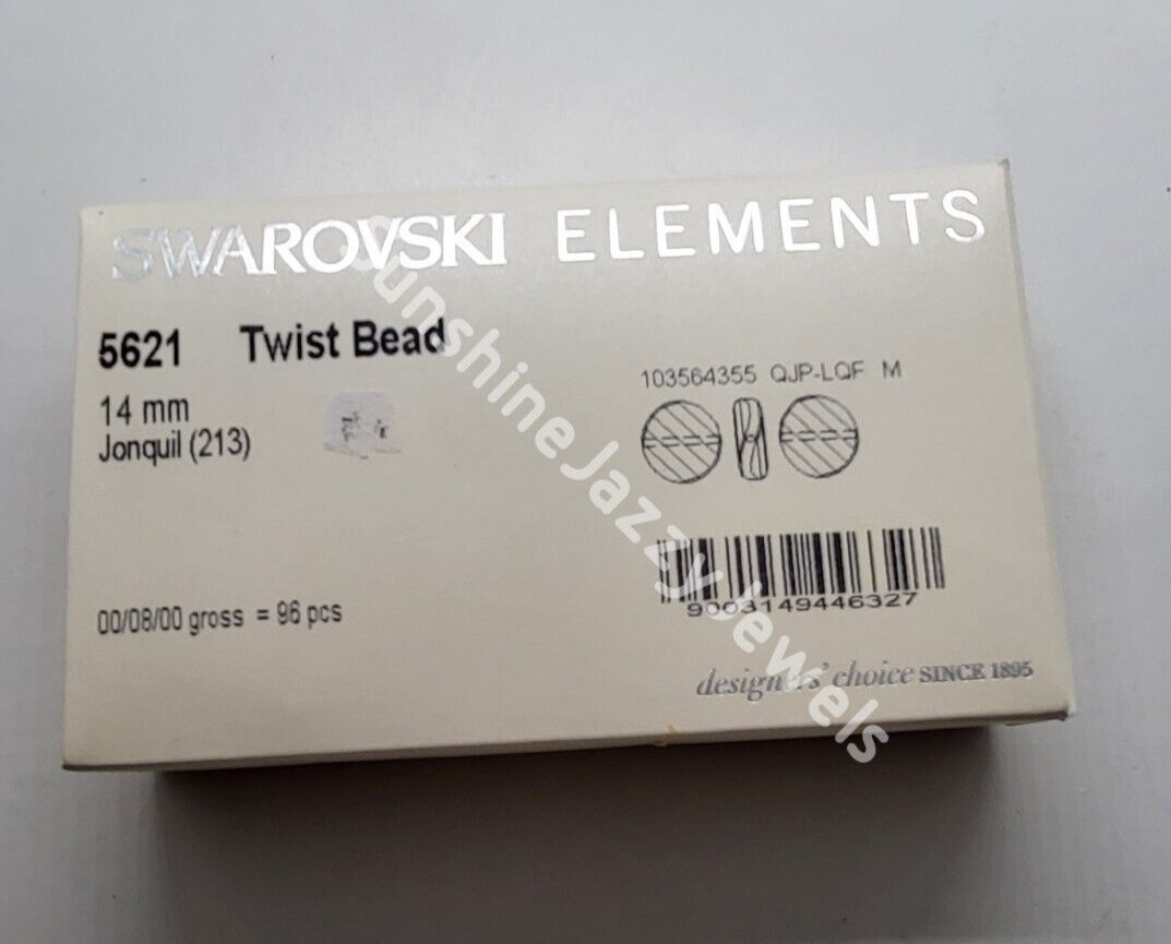 4pc Swarovski Crystal Jonquil 14mm Twist 5621 Beads; Light Yellow