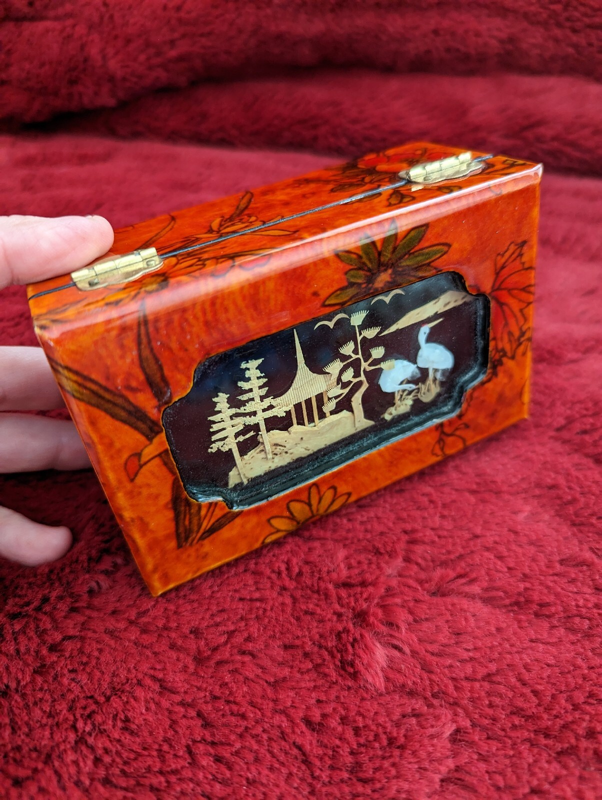 Chinese Lacquer Cork Diorama Wood Box