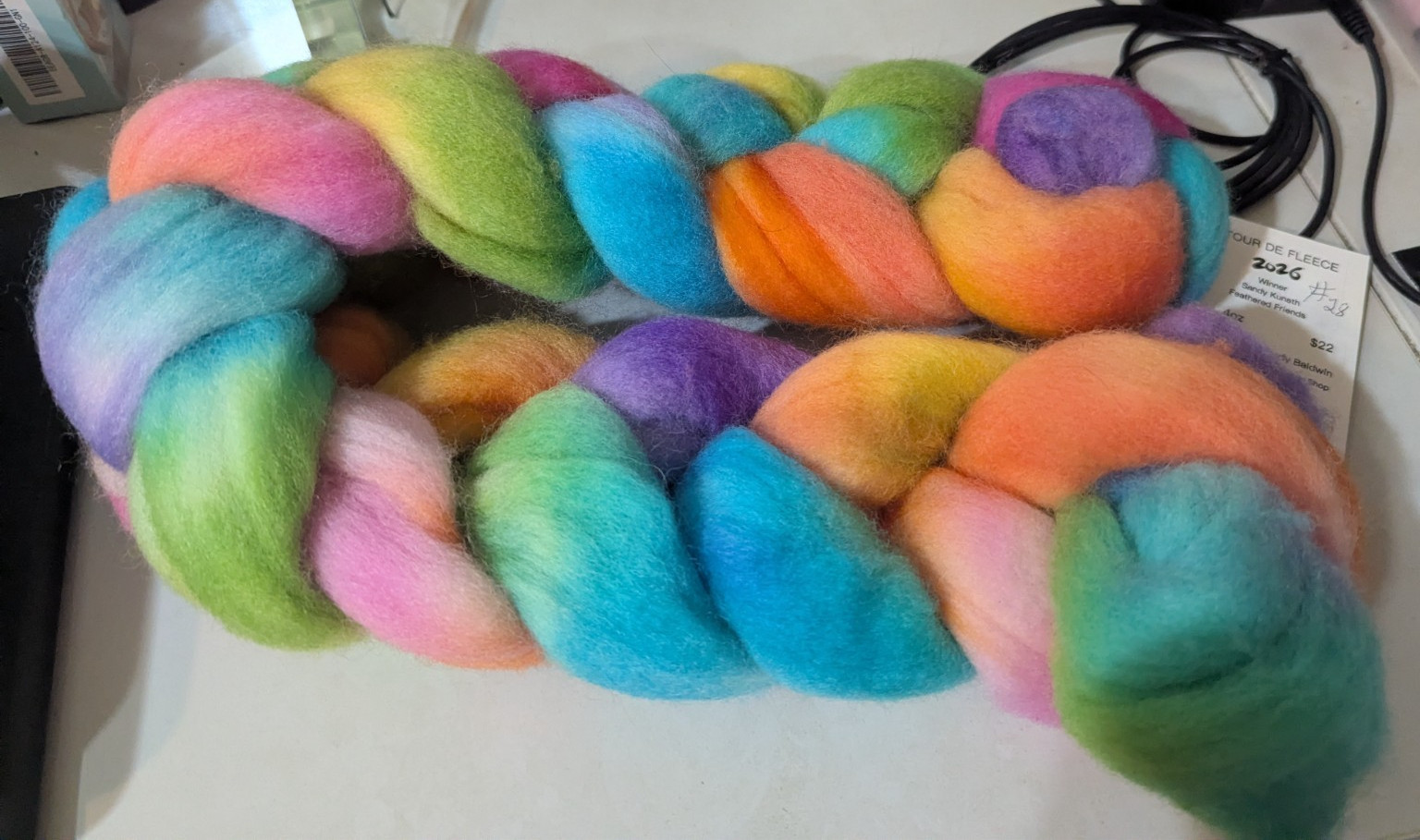 4 oz amazing falkland fiber braid super soft spin FREE USA SHIP