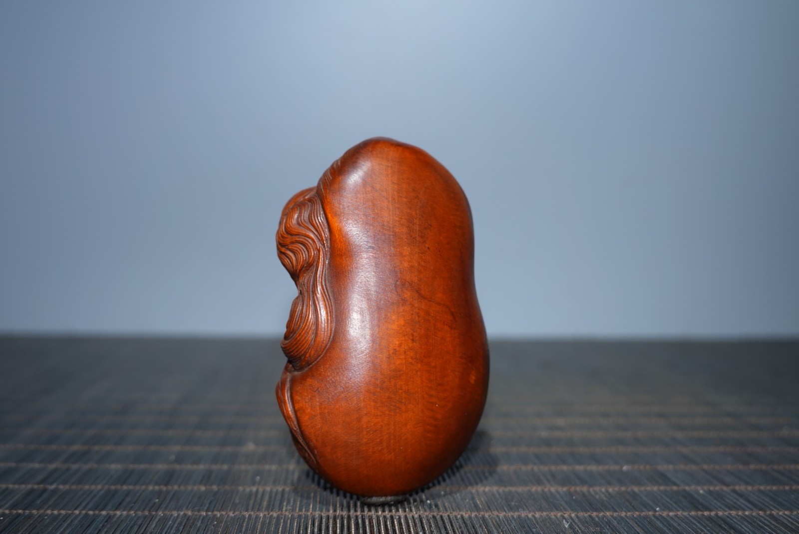 3.1″ Collect China Box-wood Carving Mermaid Pocket Figurine Handheld Statue