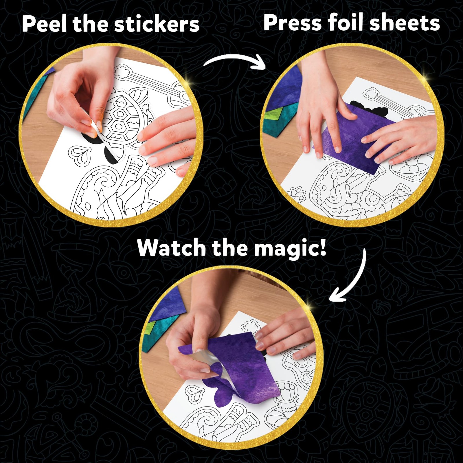 Foil Fun – Pretty Patterns, 18 DIY Magnets Mess-Free Art, Colorful Creative P…