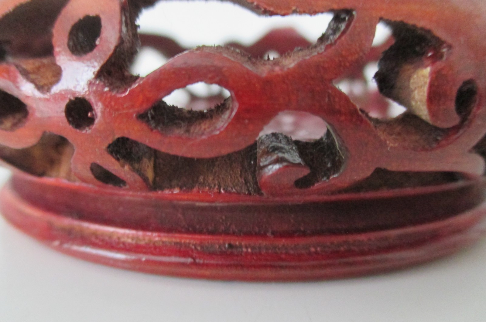Chinese Rosewood Round Hand Carved 4.5″ Stand for Base 3.5″ W x 1.75″ T Vtg AZB