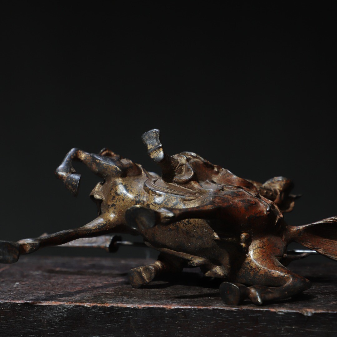 Bronze mud gold cinnabar statue of Guan Gong