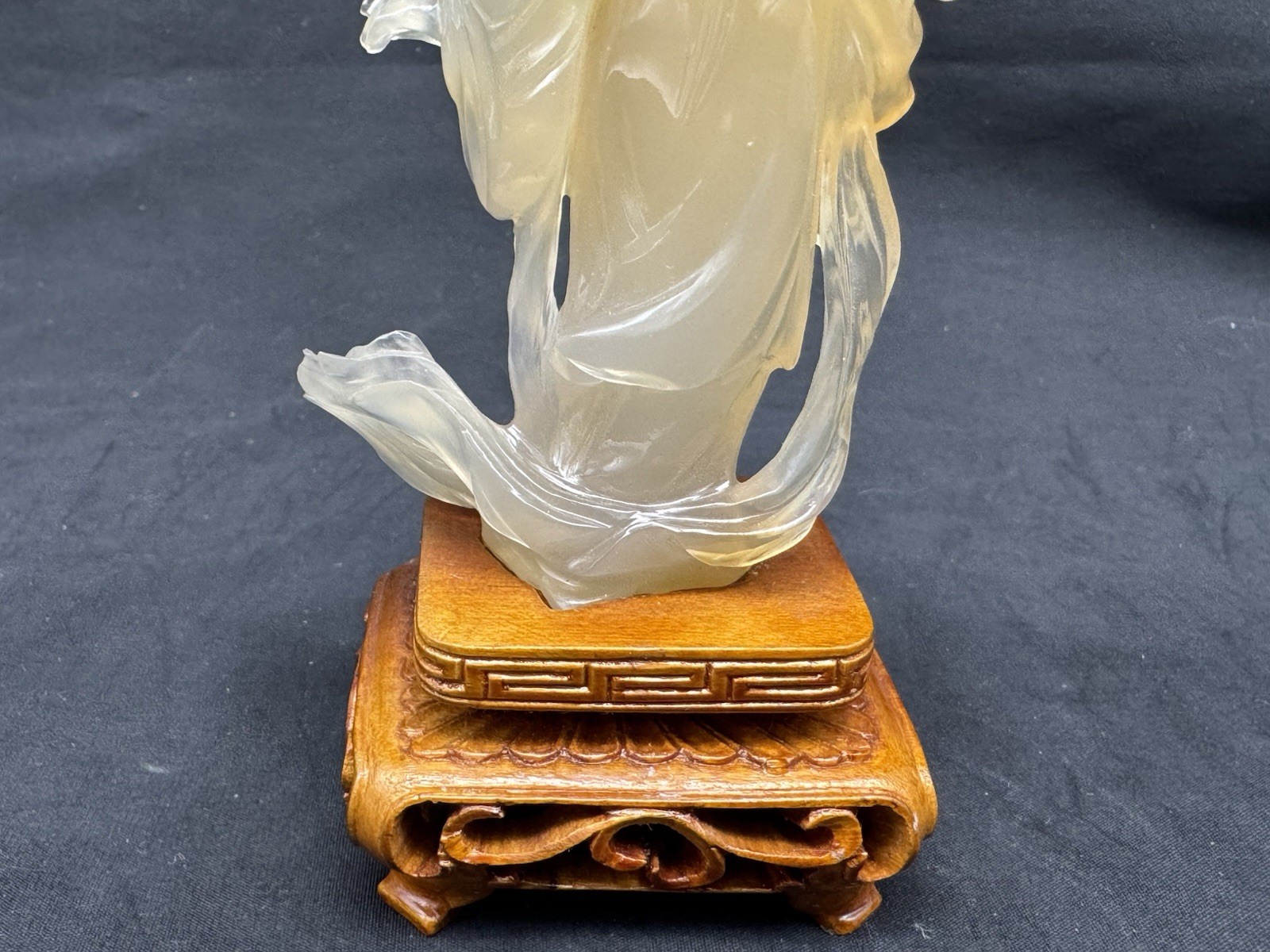 Chinese Carved Agate Stone Lady Sculpture, 4.5″