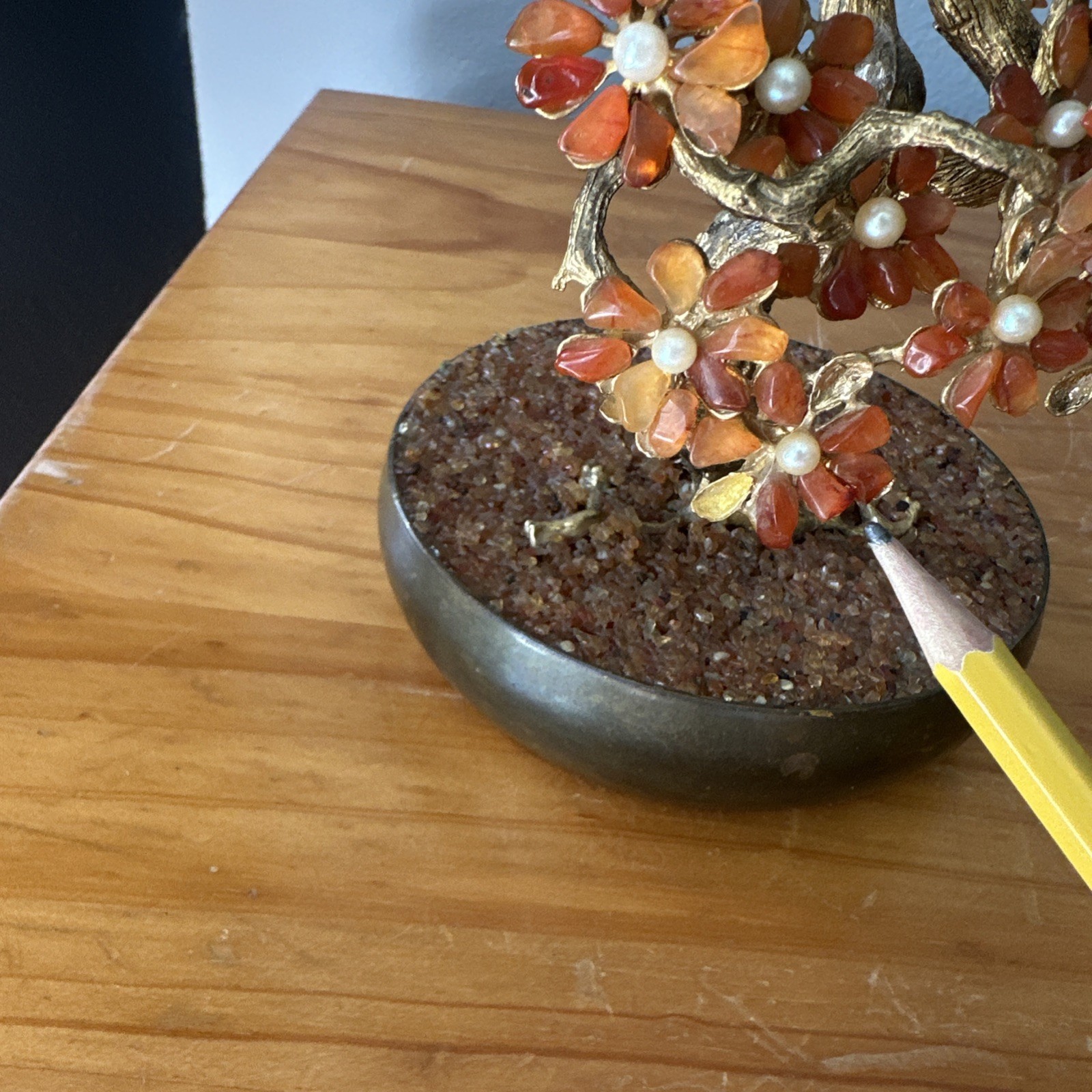 Vintage Antique Chinese Orange Carnelian Bonsai Tree