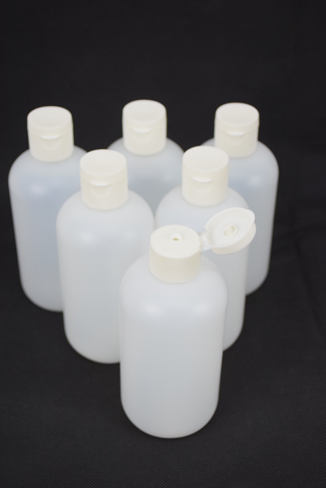 Classic Container 8oz Boston Round 24/410 Natural With Flip Top Lid Lot of 6