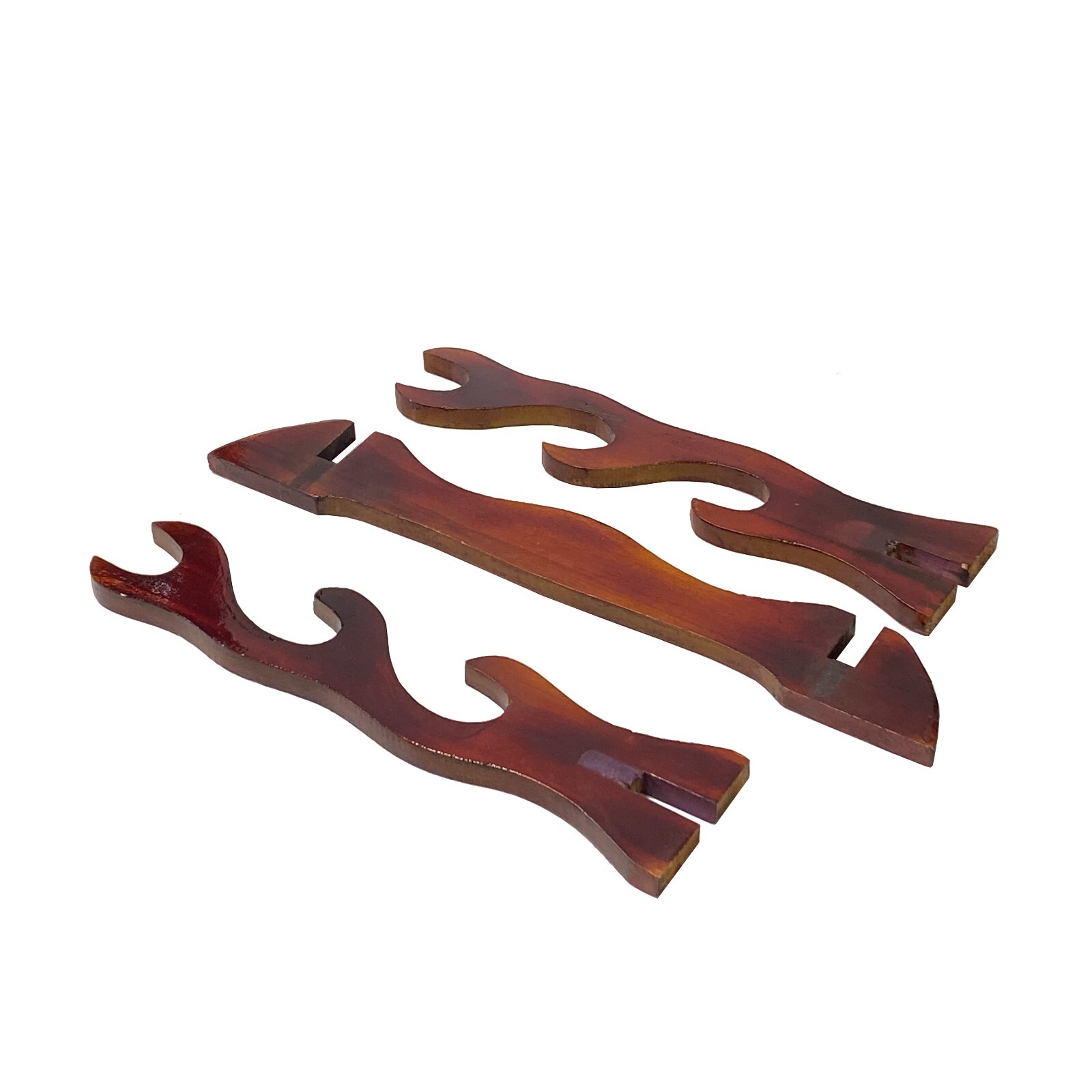Chinese Reddish Brown Wood Horizontal Pen Brush Holder Display Rack ws2909