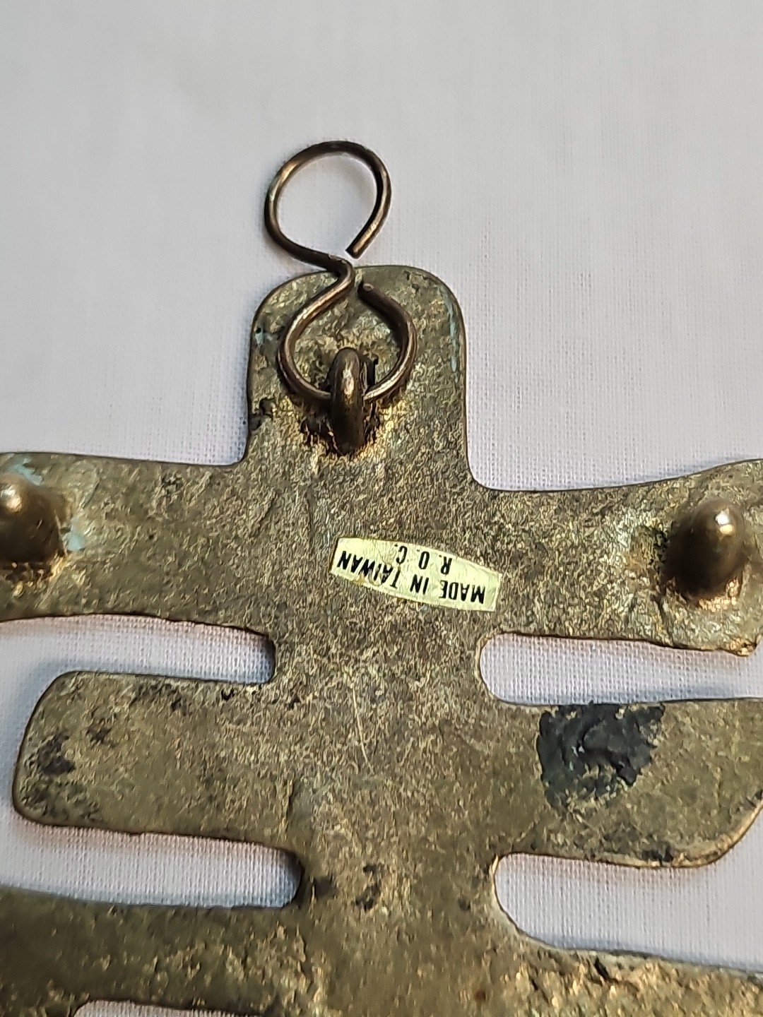 Vintage Solid Brass Chinese Character For Long Life Taiwan 6in x 4.5in