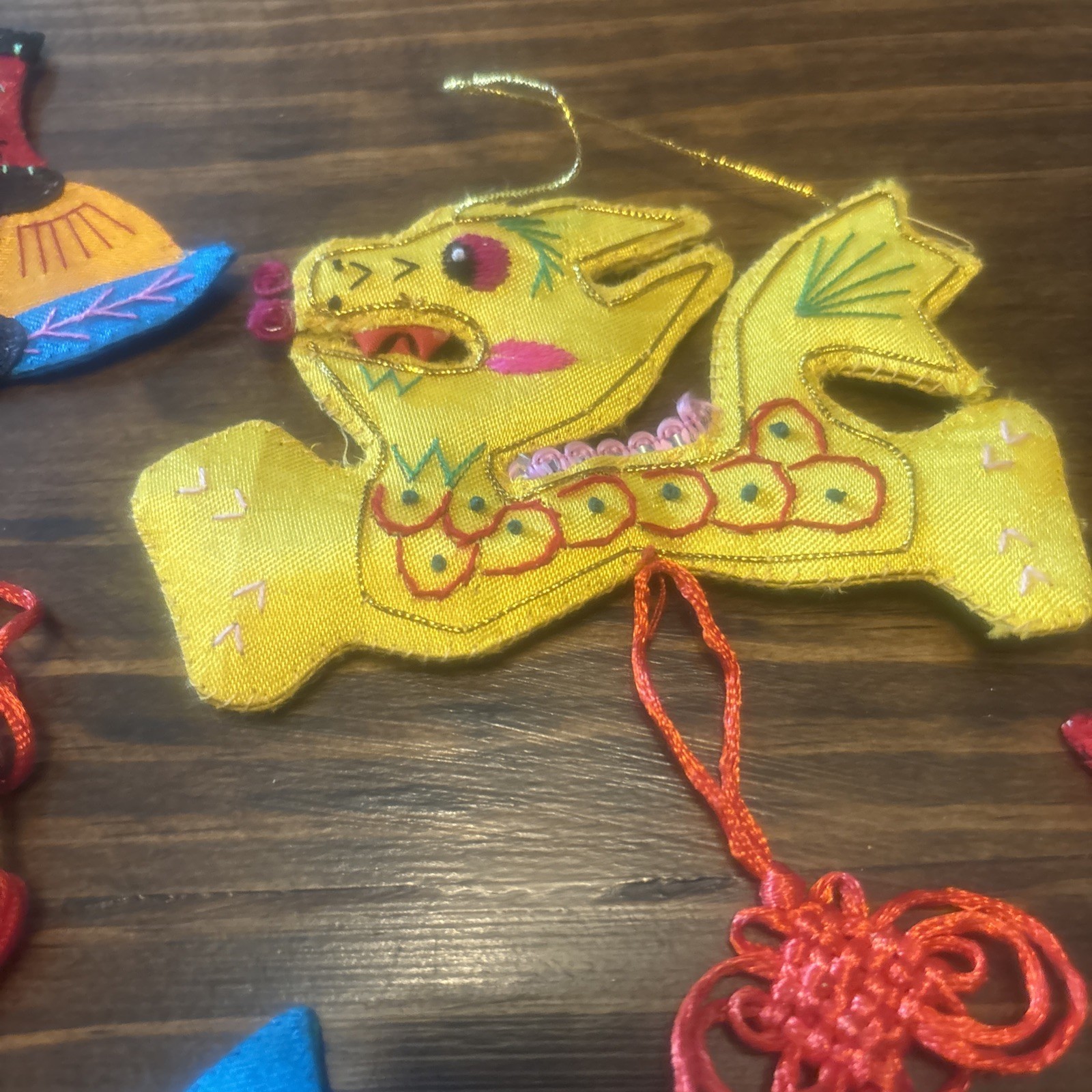 12 Handmade Chinese Embroidered Silk Animal Ornaments