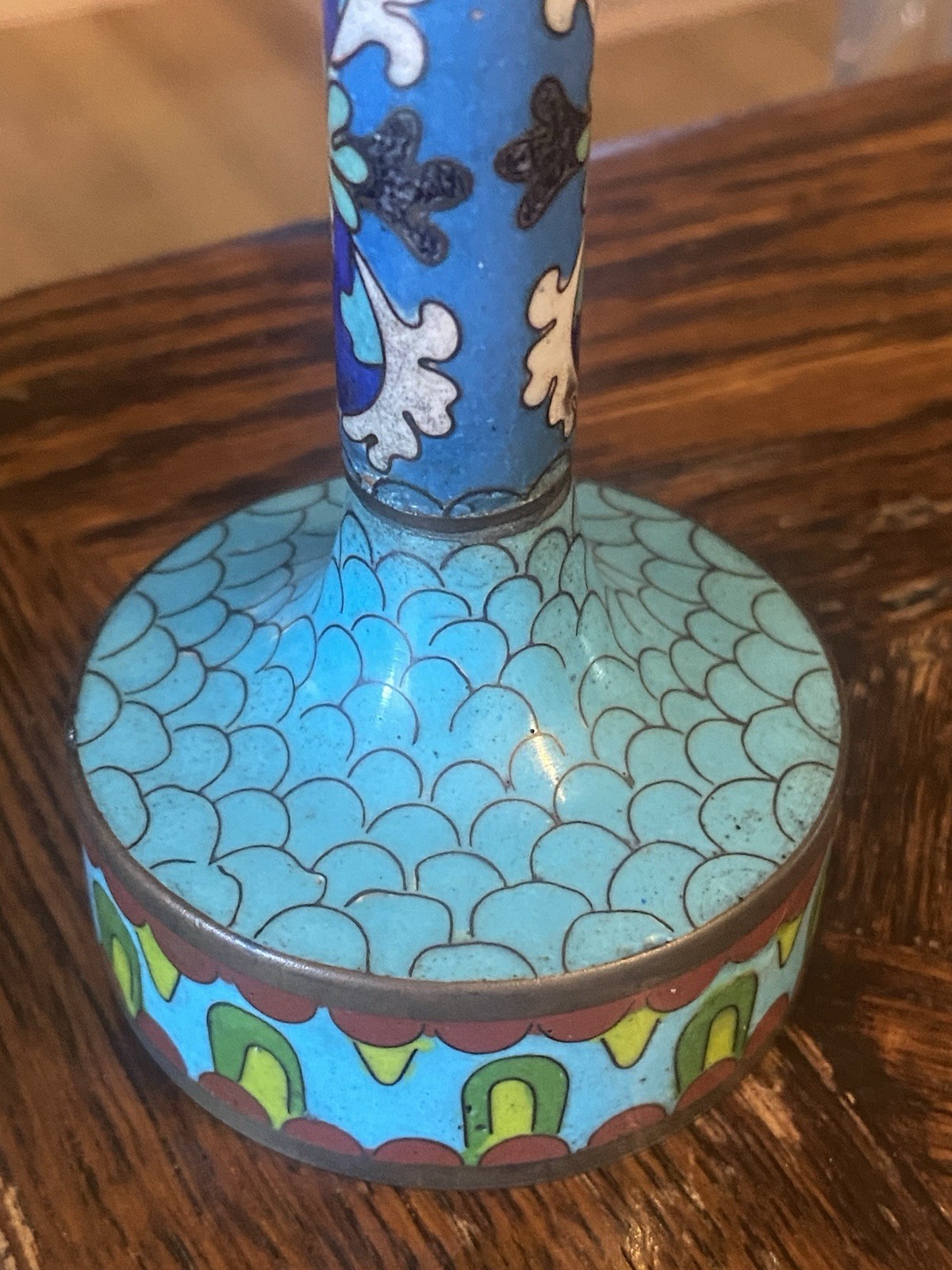Vintage Chinese Cloisonné Oil LAMP Base Asia Enamel Art