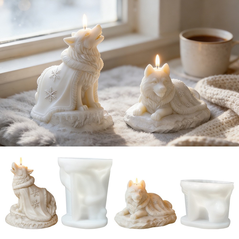 Wolf King Scented Candle Silicone Mold: DIY Animal Epoxy Resin Craft Tool